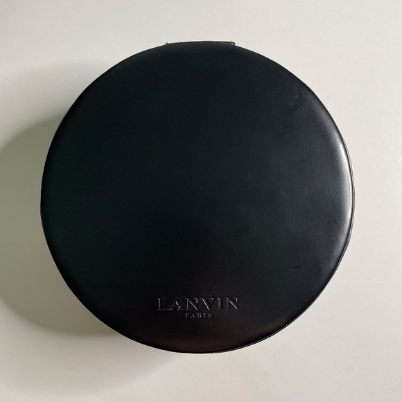 Lanvin Paris Black Faux Leather Round Circular Empty Storage Gift Box - Picture 3 of 12